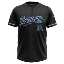 Загрузить изображение в средство просмотра галереи, Custom Black Black-Light Blue Two-Button Unisex Softball Jersey