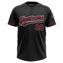 Загрузить изображение в средство просмотра галереи, Custom Black Crimson-White Two-Button Unisex Softball Jersey