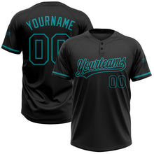 Загрузить изображение в средство просмотра галереи, Custom Black Black-Teal Two-Button Unisex Softball Jersey