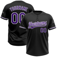Загрузить изображение в средство просмотра галереи, Custom Black Purple-White Two-Button Unisex Softball Jersey