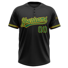 Загрузить изображение в средство просмотра галереи, Custom Black Kelly Green-Yellow Two-Button Unisex Softball Jersey
