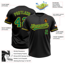 Загрузить изображение в средство просмотра галереи, Custom Black Kelly Green-Yellow Two-Button Unisex Softball Jersey
