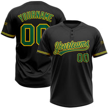 Загрузить изображение в средство просмотра галереи, Custom Black Kelly Green-Yellow Two-Button Unisex Softball Jersey
