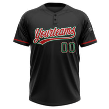 Загрузить изображение в средство просмотра галереи, Custom Black Kelly Green-Red Two-Button Unisex Softball Jersey