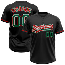 Загрузить изображение в средство просмотра галереи, Custom Black Kelly Green-Red Two-Button Unisex Softball Jersey