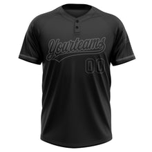 Загрузить изображение в средство просмотра галереи, Custom Black Black-Steel Gray Two-Button Unisex Softball Jersey