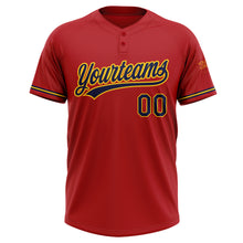 Charger l'image dans la galerie, Custom Red Navy-Yellow Two-Button Unisex Softball Jersey