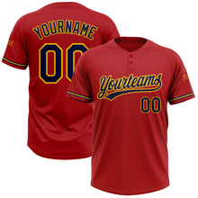 Charger l'image dans la galerie, Custom Red Navy-Yellow Two-Button Unisex Softball Jersey