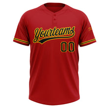 Загрузить изображение в средство просмотра галереи, Custom Red Black-Yellow Two-Button Unisex Softball Jersey