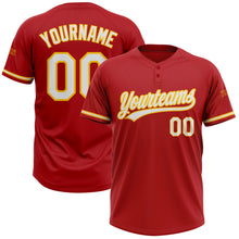 Charger l'image dans la galerie, Custom Red White-Yellow Two-Button Unisex Softball Jersey