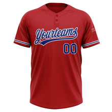 Загрузить изображение в средство просмотра галереи, Custom Red Royal-White Two-Button Unisex Softball Jersey
