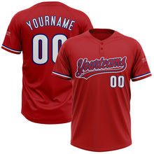 Charger l'image dans la galerie, Custom Red White-Royal Two-Button Unisex Softball Jersey