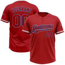 Загрузить изображение в средство просмотра галереи, Custom Red Red Royal-Gray Two-Button Unisex Softball Jersey