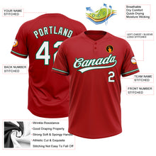 Charger l'image dans la galerie, Custom Red White-Kelly Green Two-Button Unisex Softball Jersey