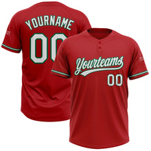 Charger l'image dans la galerie, Custom Red White-Kelly Green Two-Button Unisex Softball Jersey