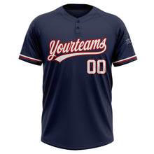 Загрузить изображение в средство просмотра галереи, Custom Navy White-Red Two-Button Unisex Softball Jersey