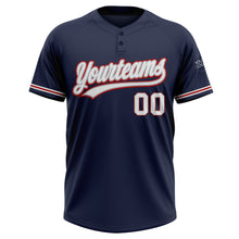 Загрузить изображение в средство просмотра галереи, Custom Navy White Gray-Red Two-Button Unisex Softball Jersey
