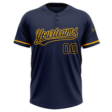 Загрузить изображение в средство просмотра галереи, Custom Navy Navy-Gold Two-Button Unisex Softball Jersey