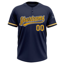 Загрузить изображение в средство просмотра галереи, Custom Navy Gold-White Two-Button Unisex Softball Jersey