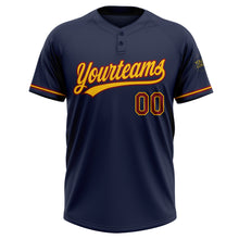 Загрузить изображение в средство просмотра галереи, Custom Navy Crimson-Yellow Two-Button Unisex Softball Jersey