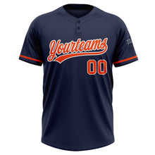 Загрузить изображение в средство просмотра галереи, Custom Navy Orange-White Two-Button Unisex Softball Jersey