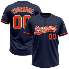 Загрузить изображение в средство просмотра галереи, Custom Navy Orange-White Two-Button Unisex Softball Jersey