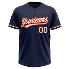 Загрузить изображение в средство просмотра галереи, Custom Navy White-Orange Two-Button Unisex Softball Jersey