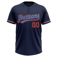 Загрузить изображение в средство просмотра галереи, Custom Navy Orange-Powder Blue Two-Button Unisex Softball Jersey
