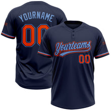 Загрузить изображение в средство просмотра галереи, Custom Navy Orange-Powder Blue Two-Button Unisex Softball Jersey