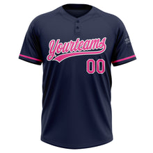 Загрузить изображение в средство просмотра галереи, Custom Navy Pink-White Two-Button Unisex Softball Jersey