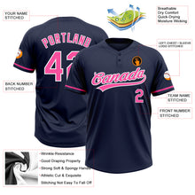 Загрузить изображение в средство просмотра галереи, Custom Navy Pink-White Two-Button Unisex Softball Jersey
