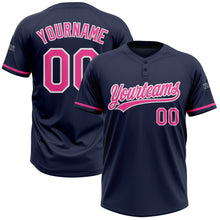 Загрузить изображение в средство просмотра галереи, Custom Navy Pink-White Two-Button Unisex Softball Jersey