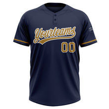 Загрузить изображение в средство просмотра галереи, Custom Navy Old Gold-White Two-Button Unisex Softball Jersey