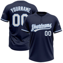 Загрузить изображение в средство просмотра галереи, Custom Navy White-Light Blue Two-Button Unisex Softball Jersey