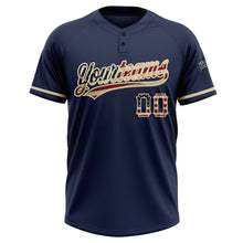 Load image into Gallery viewer, Custom Navy Vintage USA Flag-City Cream Two-Button Unisex Softball Jersey