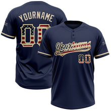 Load image into Gallery viewer, Custom Navy Vintage USA Flag-City Cream Two-Button Unisex Softball Jersey