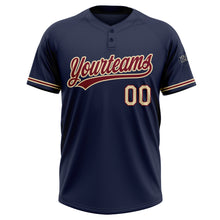 Загрузить изображение в средство просмотра галереи, Custom Navy City Cream-Crimson Two-Button Unisex Softball Jersey
