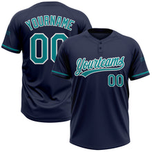 Load image into Gallery viewer, Custom Navy Teal-White Two-Button Unisex Softball Jersey
