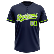 Загрузить изображение в средство просмотра галереи, Custom Navy Neon Green-White Two-Button Unisex Softball Jersey