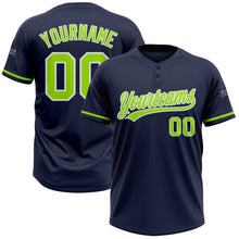 Загрузить изображение в средство просмотра галереи, Custom Navy Neon Green-White Two-Button Unisex Softball Jersey