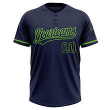 Load image into Gallery viewer, Custom Navy Navy-Neon Green Two-Button Unisex Softball Jersey
