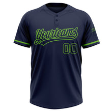 Загрузить изображение в средство просмотра галереи, Custom Navy Navy-Neon Green Two-Button Unisex Softball Jersey