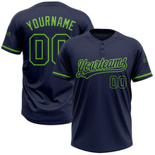 Загрузить изображение в средство просмотра галереи, Custom Navy Navy-Neon Green Two-Button Unisex Softball Jersey