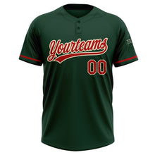 Загрузить изображение в средство просмотра галереи, Custom Green Red-Cream Two-Button Unisex Softball Jersey