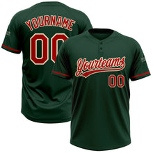 Загрузить изображение в средство просмотра галереи, Custom Green Red-Cream Two-Button Unisex Softball Jersey