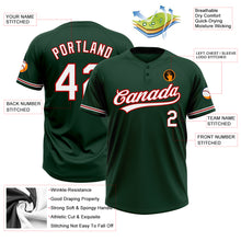 Load image into Gallery viewer, Custom Green White-Red Two-Button Unisex Softball Jersey