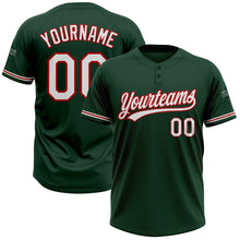 Load image into Gallery viewer, Custom Green White-Red Two-Button Unisex Softball Jersey