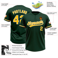 Load image into Gallery viewer, Custom Green Gold-White Two-Button Unisex Softball Jersey
