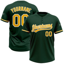 Load image into Gallery viewer, Custom Green Gold-White Two-Button Unisex Softball Jersey

