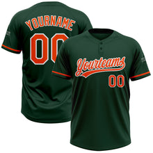 Load image into Gallery viewer, Custom Green Orange-White Two-Button Unisex Softball Jersey
